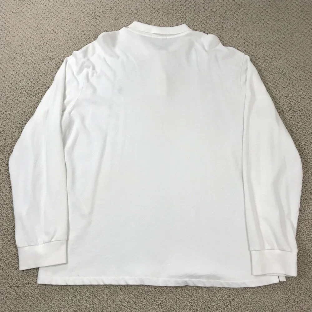 Polo Ralph Lauren Mens XXL White Long Sleeve Polo Shirt Cotton Jersey Pony Logo
